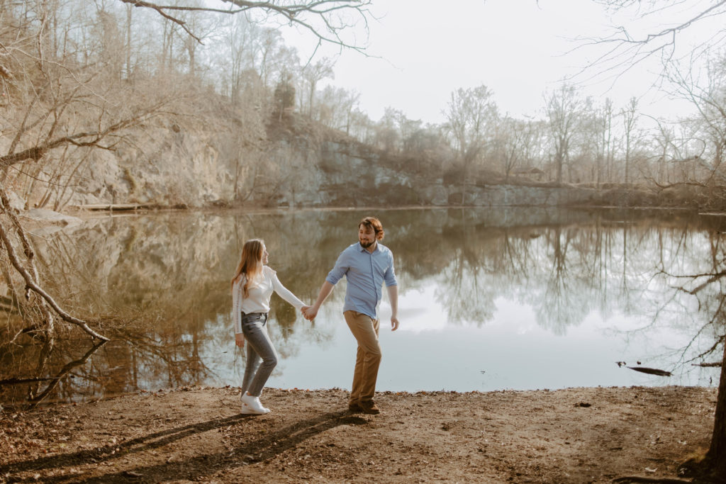 Engagement photos at Belle Isle in Richmond Virginia